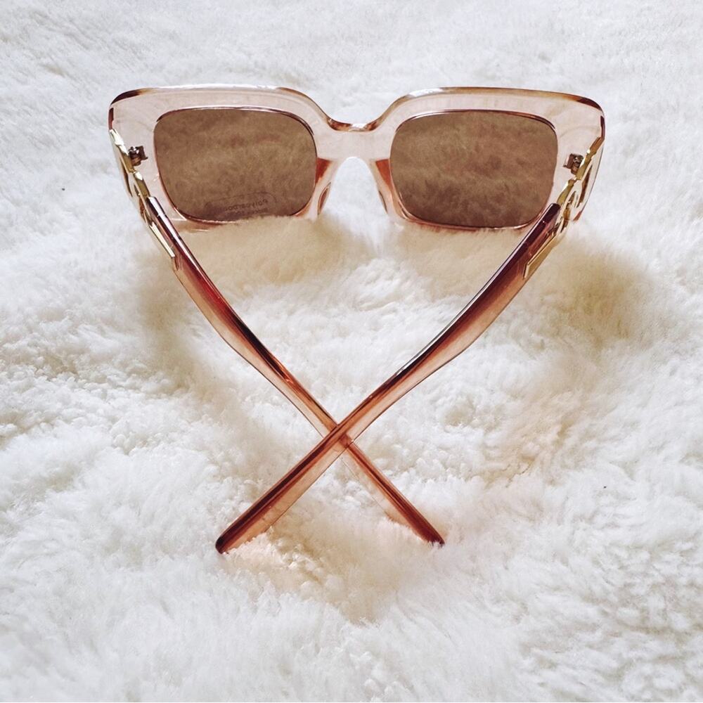 Camille Clear Coral Oversized Square Sunglasses - Picture 8 of 11